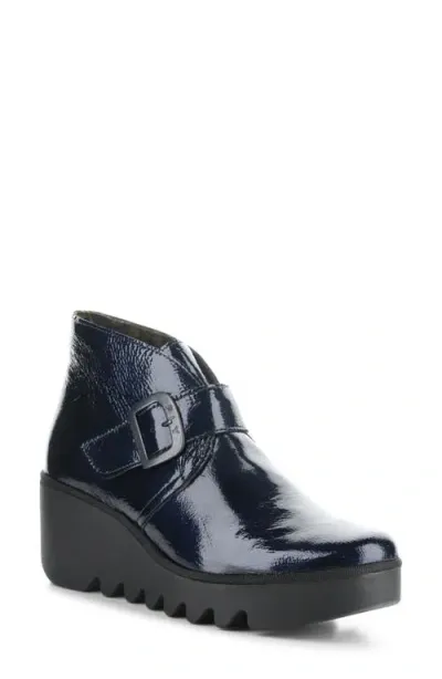 Fly London Brit Wedge Bootie In Navy Rock