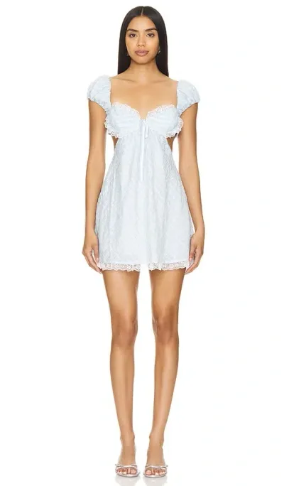 For Love & Lemons Catherine Mini Dress In Baby Blue