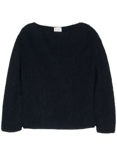 Forte Forte Boat-neck Brushed Jumper In Blue