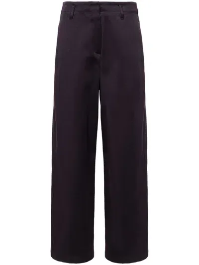 Forte Forte Straight-leg Cotton-blend Trousers In Blue