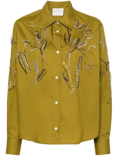 Forte Forte Crystal-embellished Poplin Shirt In Green