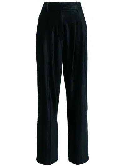 Forte Forte Darted Tapered Velvet Trousers In Blue