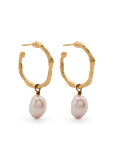 Forte Forte Faux-pearl Pendant Hoop Earrings In Gold