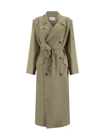 Forte Forte Belted Cotton Trench Coat In Olive