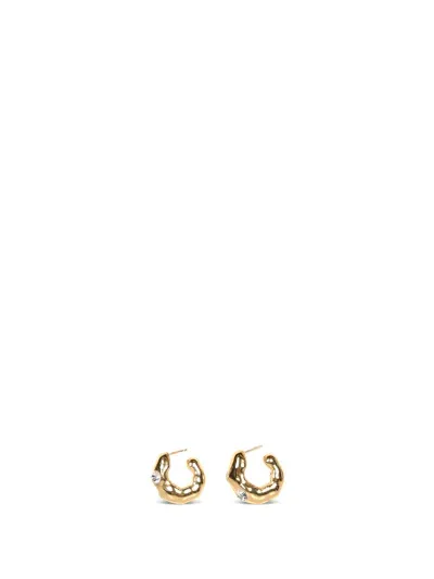 Forte Forte Gold Sculpt Strass Hoop Earrings In Grey