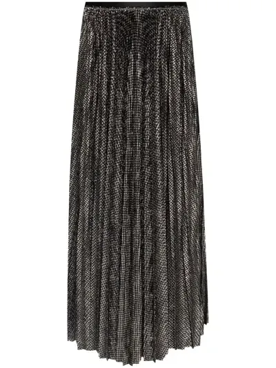 Forte Forte Pleated Houndstooth-print Midi Skirt In Black