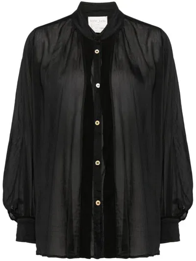 Forte Forte Pleated Semi-sheer Shirt In Black