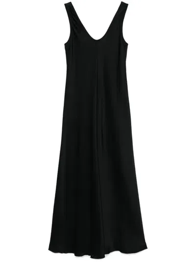 Forte Forte Satin Flared Dress In Black