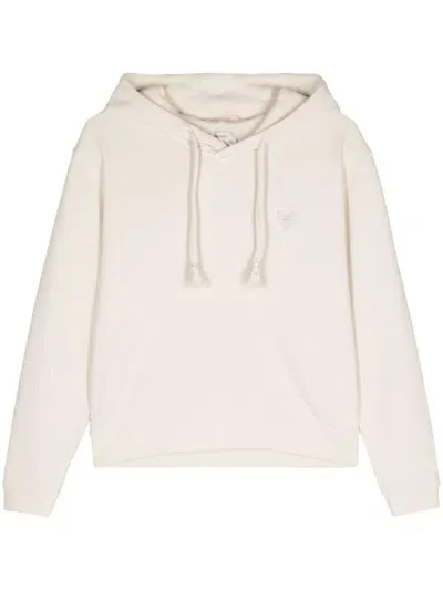 Forte Forte Logo-embroidered Cotton Hoodie In Beige