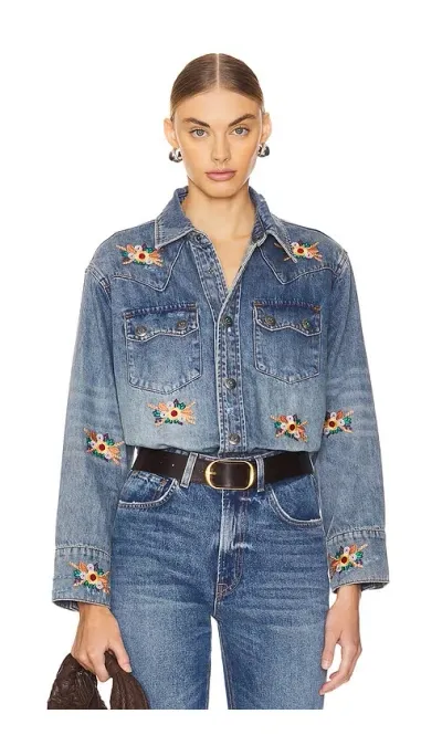 Found X Revolve Button Up Shirt In Denim