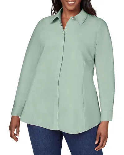 Foxcroft Plus Cici Non Iron Tunic Top In Jade Gem