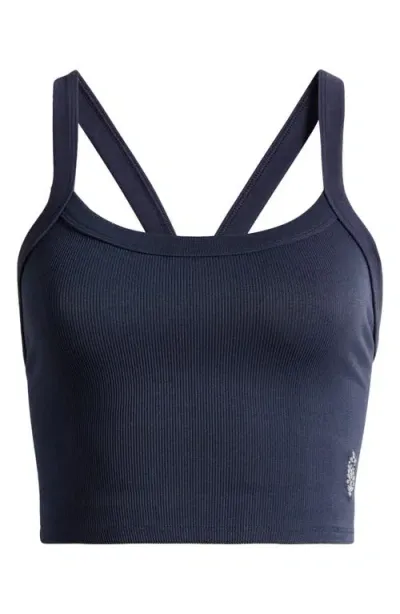 Fp Movement By Free People All Clear Rib Crop Camisole In Midnight Navy