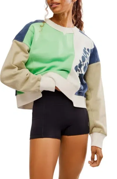 Fp Movement By Free People Fp Movement Intercept Colorblock Graphic Sweatshirt In Green Combo