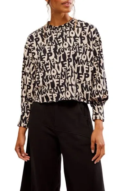 Fp Movement By Free People Inspire Logo Print Top In Black/camel