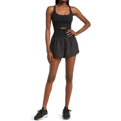 Fp Movement By Free People Righteous Runsie Romper In Black/black