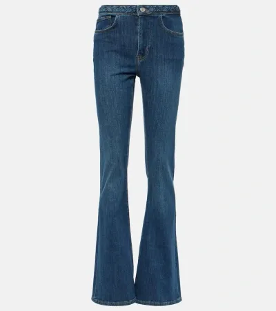 Frame Braided High-rise Flared Jeans In Blau