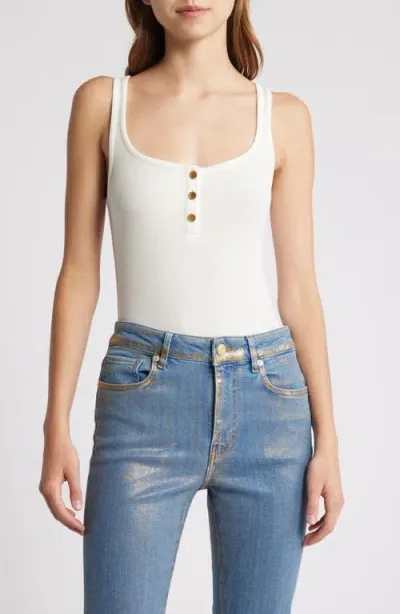 Frame Button Rib Tank In White