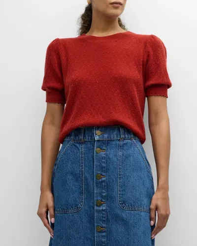 Frame Cashmere Puff-sleeve Sweater In Paprika