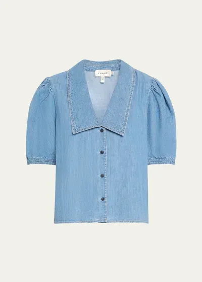 Frame Denim Sailor Blouse In Starlet