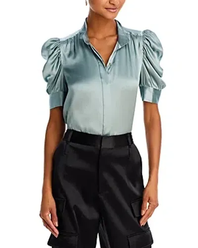 Frame Gillian Puffed Shoulder Blouse In Sage