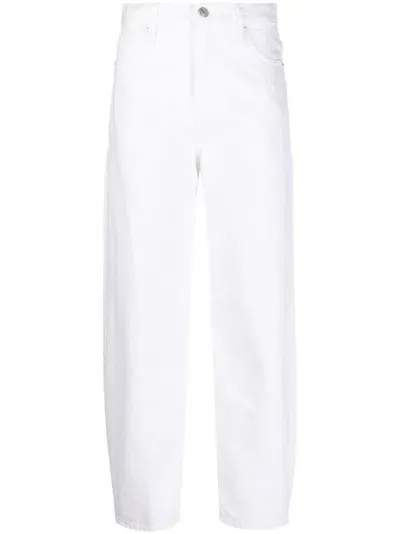 Frame Barrel High-rise Cropped Jeans In Weiss