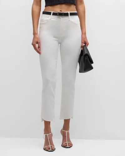 Frame Le High Straight Cascade Hem Jeans In White