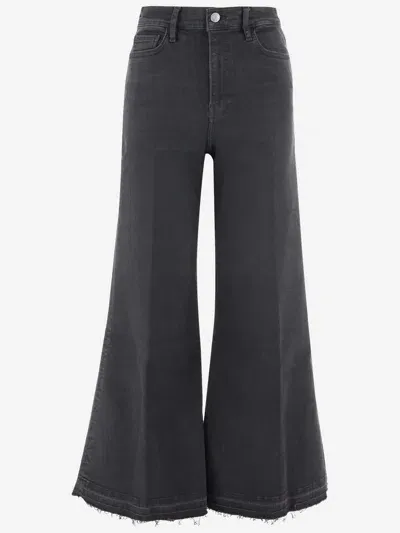 Frame Le Palazzo Crop Jeans In Stretch Denim In Black