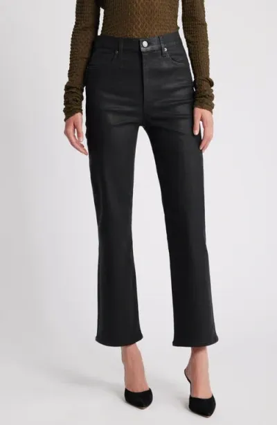 Frame Le Sleek Straight Leg Coated Jeans In Noir Coated