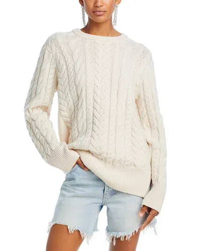 Frame Oversized Cable Knit Sweater In Cream