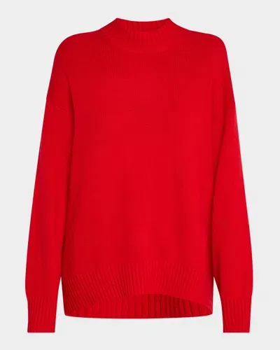 Frame Oversized Cashmere Sweater In True Red