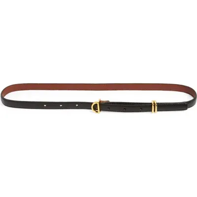 Frame Petit Crescent Leather Belt In Black