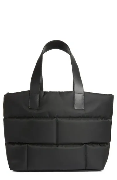 Frame Plaque Nylon Quilted Tote In Noir