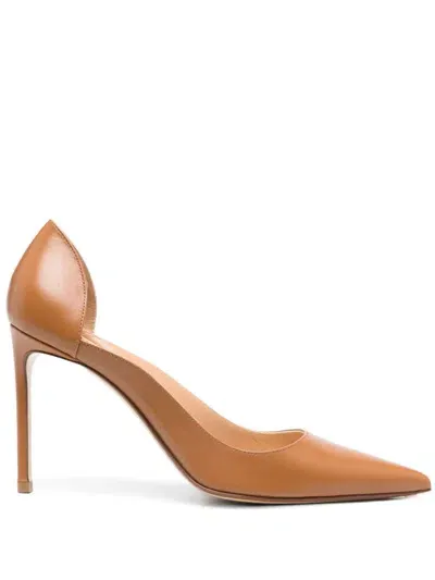 Francesco Russo 95mm Leather Pumps In Braun