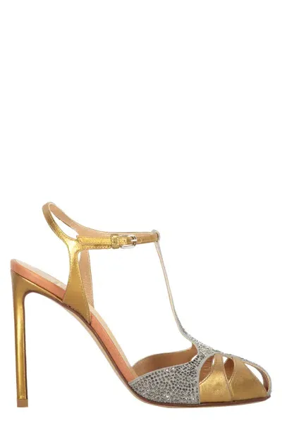 Francesco Russo Heeled Sandals In Gold