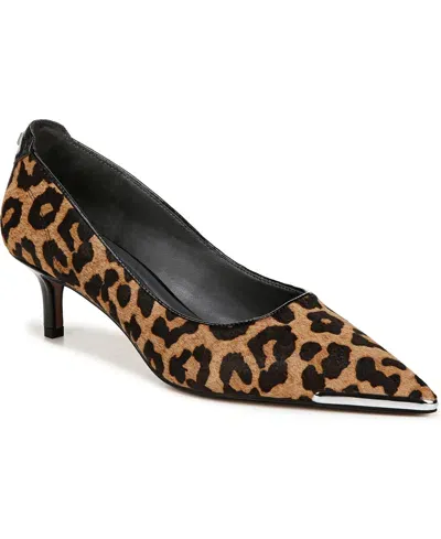 Franco Sarto Kalsa Pointed Toe Dress Pumps In Camel Brown Leopard Print Hair