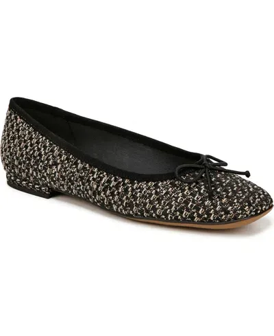 Franco Sarto Women's Abigail Square Toe Ballet Flats In Beige,black Tweed Fabric