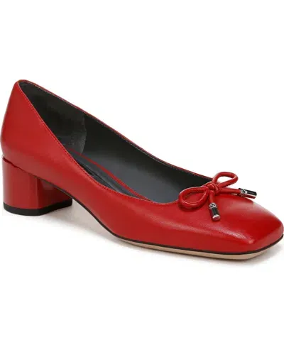 Franco Sarto Women's Natalia Block Heel Ballet Pumps In Crimson Red Leather