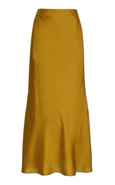 Francoise Constance Silk Maxi Slip Skirt In Gold