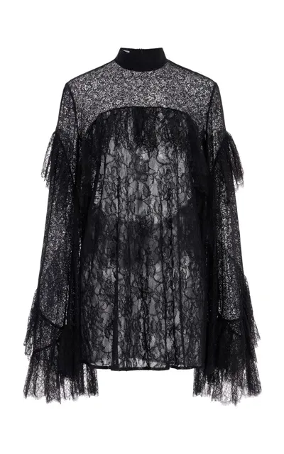 Francoise Exclusive Carine Ruffled Lace Top In Black