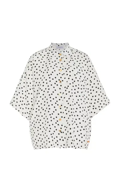 Francoise Zaoua Polka-dot Silk Shirt In Black,white