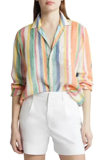 Frank & Eileen Relaxed Button-up Shirt In Orange/yellow In Multi