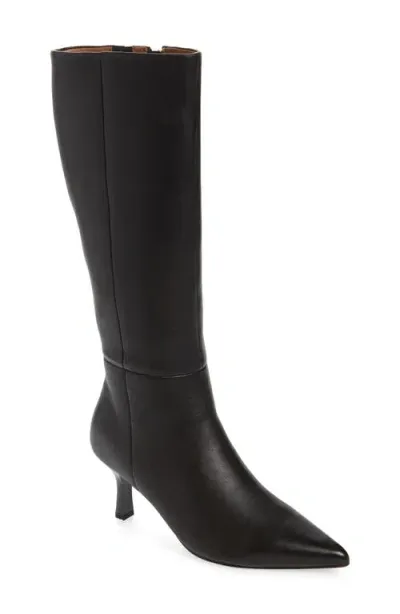 Frankie4 Allegra Pointed Toe Knee High Boot In Black Fitted