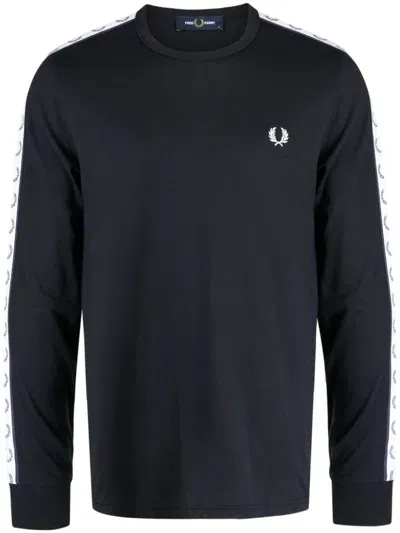 Fred Perry Embroidered-logo Long-sleeve Sweatshirt In Blue