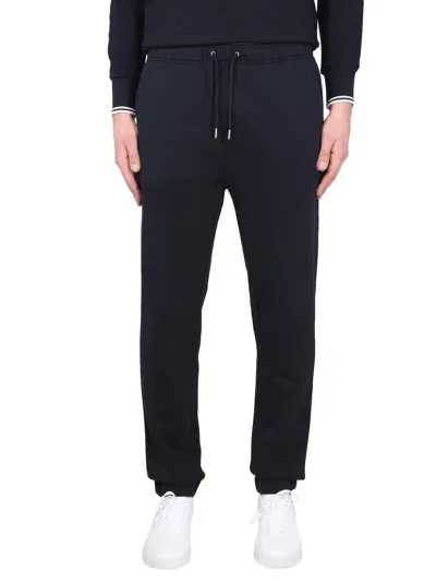 Fred Perry Black Embroidered Track Pants In Blue