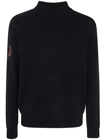 Fred Perry Laurel Wreath Mock Neck Jumper Clothing In Black