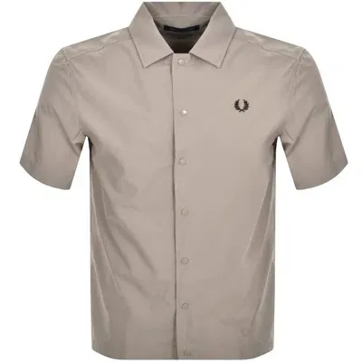 Fred Perry Panelled Poplin Beach Shirt Grey