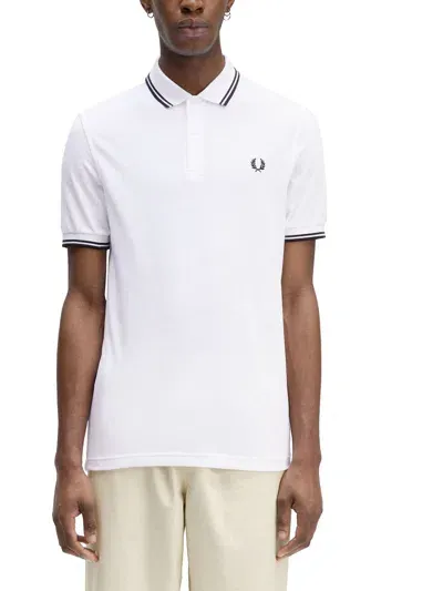 Fred Perry Logo-embroidered Cotton Polo Shirt In White