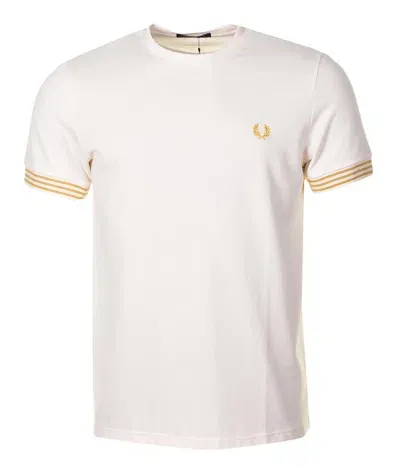 Fred Perry Striped Cuff Pique T Shirt Ecru