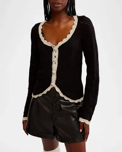 Free People Adelene Cardigan In Black