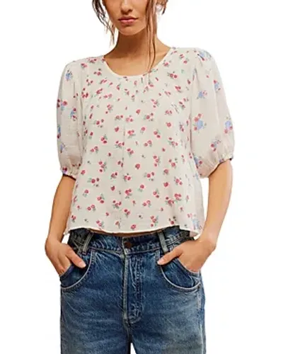 Free People Chloe Printed Top In Beige